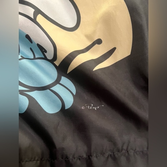 Smurf Black Graphic Print Windbreaker Jacket Light Weight Size Small - Picture 2 of 8